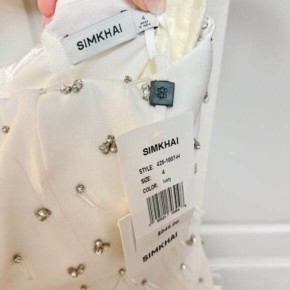 SIMKHAI Yasmin Strapless Embellished Bustier Mini Sz 4 - Picture 6 of 7